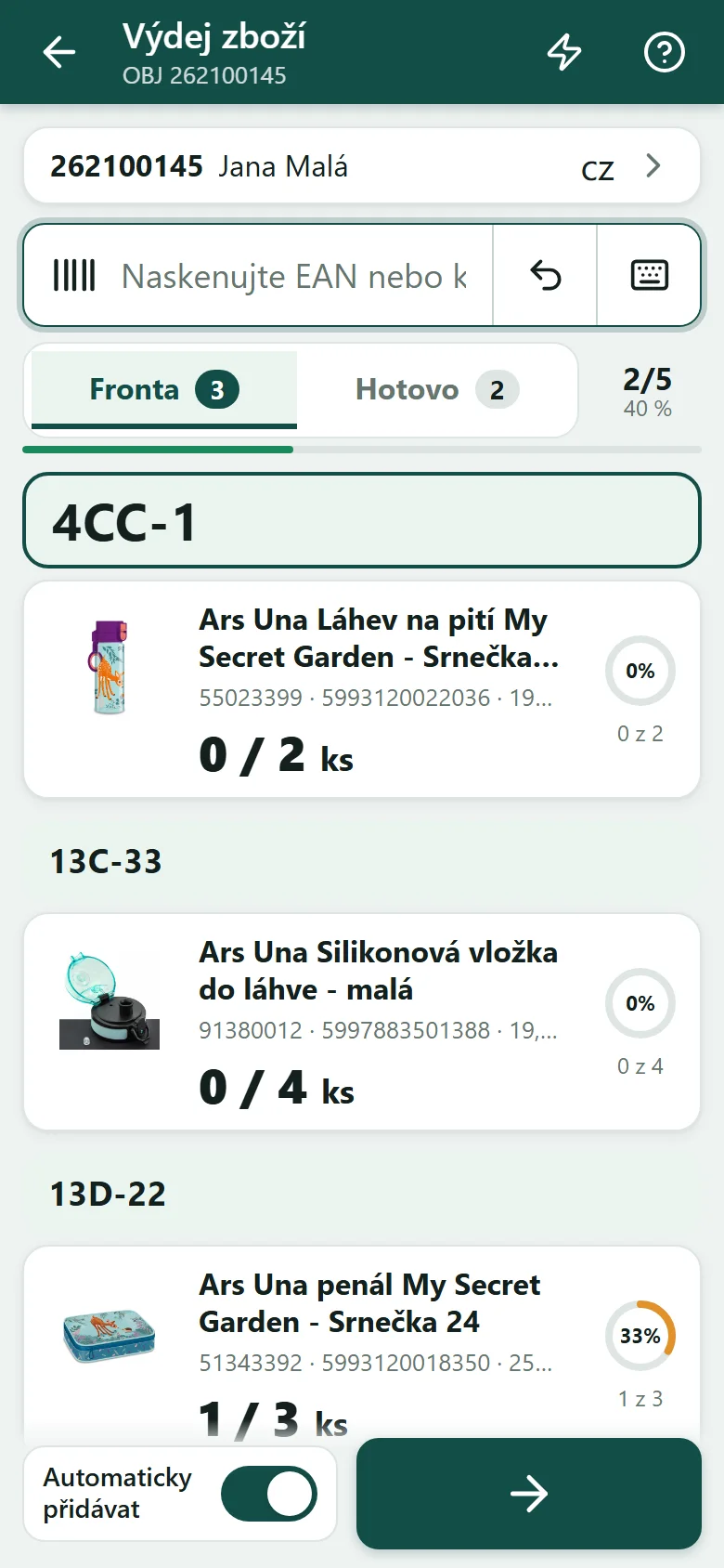 WMS výdej s regálovými pozicemi